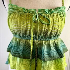 Wild Fable Green and Yellow Striped Tank Top